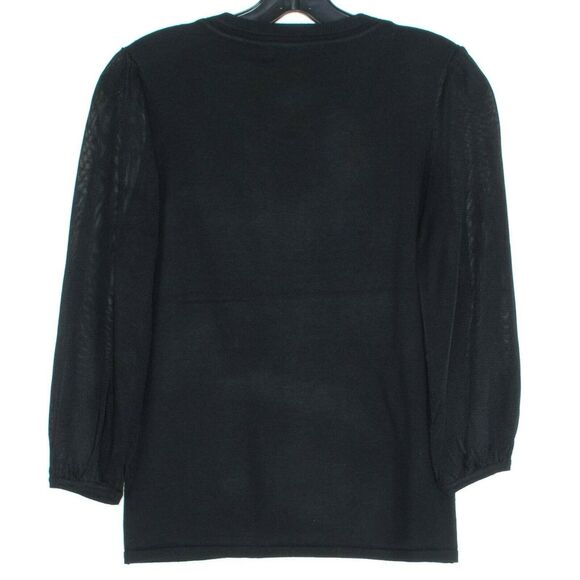 NWT Catherine Malandrino Womens Sweater Mesh Sleeve Black Size Medium IK - Picture 2 of 2